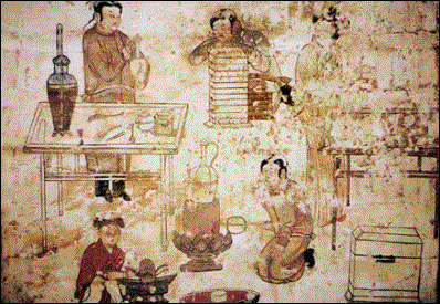 下八里村6號(hào)墓壁畫--茶作坊圖 [遼]